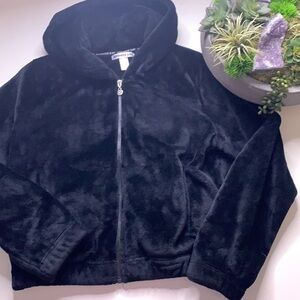 Sommer Ray Hooded Cozy Black Zip Up Fleece Sweatshirt women’s medium